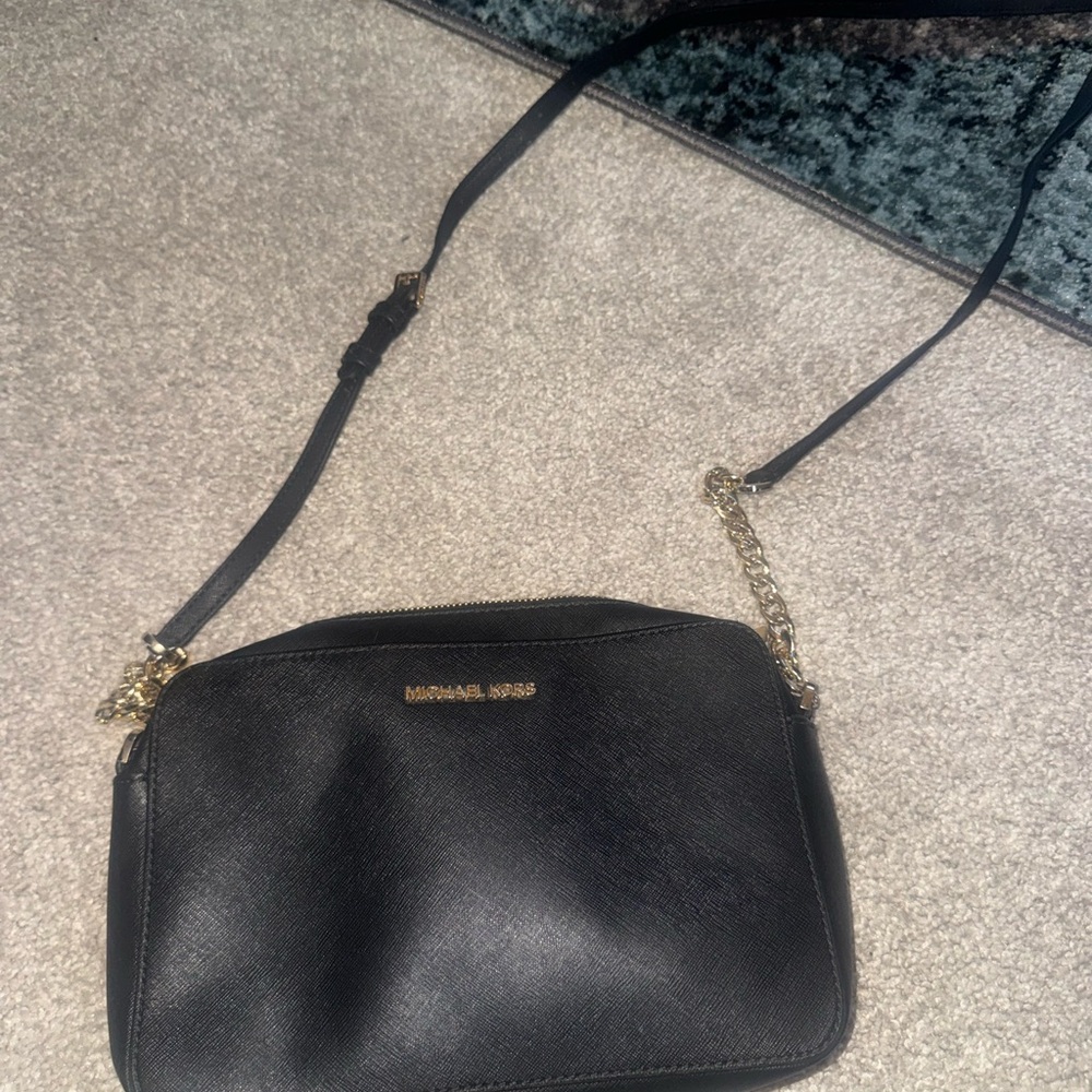 Michael Kors Black Crossbody Bag with Gold Accents